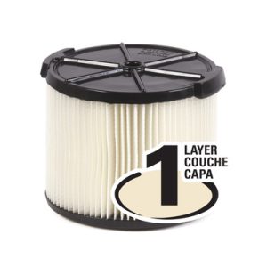 VF3400 Paper Fine Dust Filter, Pleated, Single Coat, for RIDGID 3.0 to 4.5 gal. Wet/Dry Vacuums.