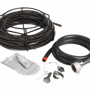 Six sections : C-9, 5⁄8 po x 10 pi (60 pi, 18,3 m) 	Tarière en entonnoir T-206 Couteau à 4 lames T-215 Couteau C T-231 Clé de découplage A-13 Porte-flexibles A-10 Gaine de guidage arrière A-14-10 Gant RIDGID (nettoyage de canalisation) main gauche A-1 (52962)