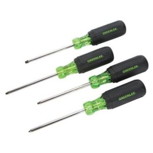 4-Piece Square-Recess Tip Driver Set, Contains - #0 x 4", #1 x 4", #2 x 4", & #3 x 4"